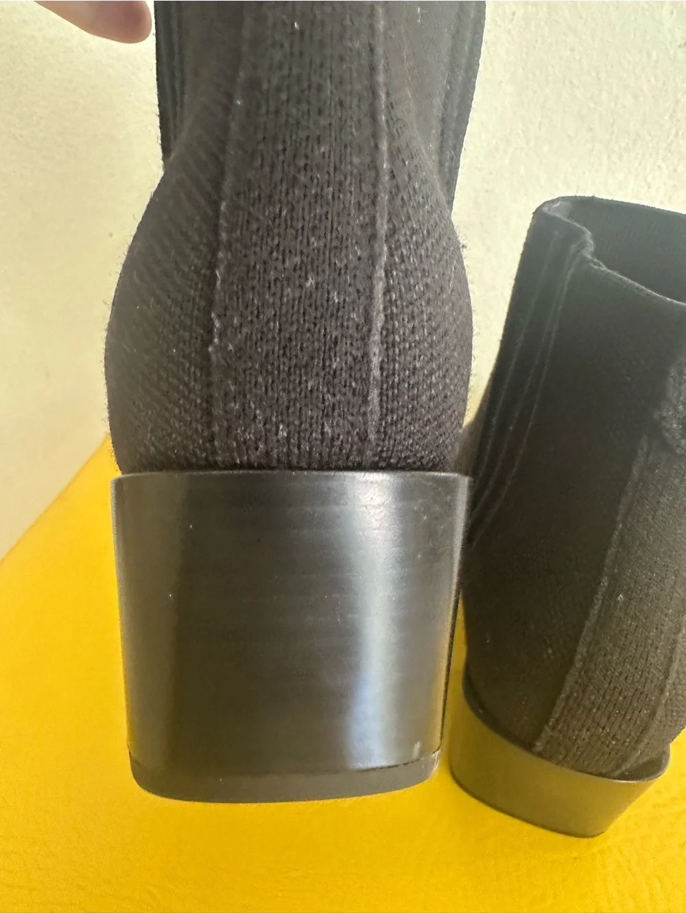 Rothy’s Western Black Women's Knit Block Heel Ankle Boots